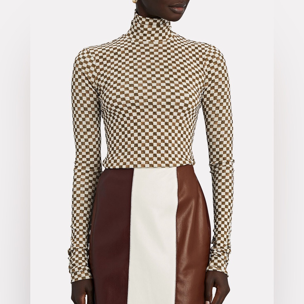 Nanushka Harri Checked Mesh Turtleneck